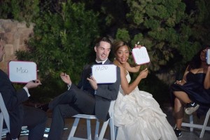 Derek and Moo (and wedding party) enjoy our take on the Newlywed Game